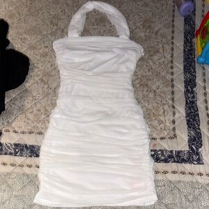 Elegant White Ruched Dress